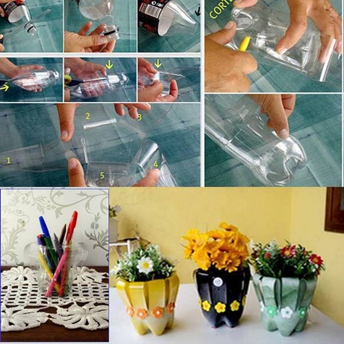 Tái chế chai nhựa trồng cây hộp bút chậu hoa đồ trang trí và nhiều vật dụng hữu ích 30