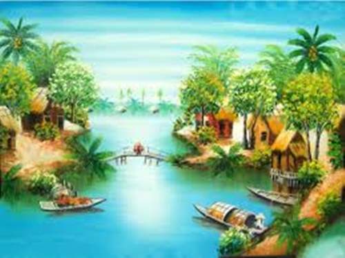 Tranh phong cảnh đẹp về làng quê quê hương Việt Nam 17