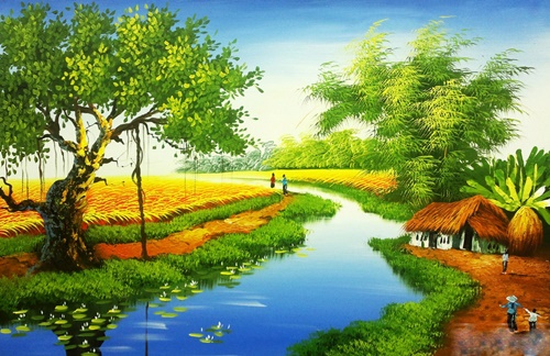 Tranh phong cảnh đẹp về làng quê quê hương Việt Nam 9